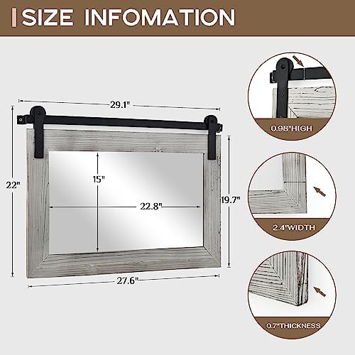 COGOOD Farmhouse Bathroom Mirrors for Over Sink - 22 x 30 Grey