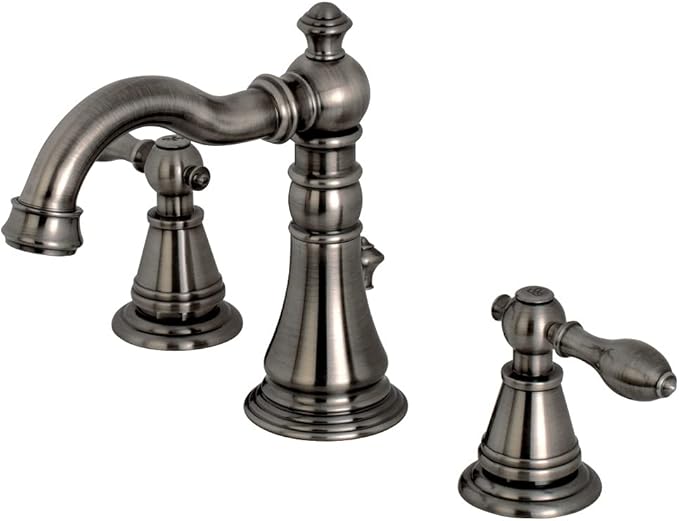 Fauceture FSC1974AL English Classic Widespread Bathroom Faucet with Brass Pop-Up, Black Stainless
