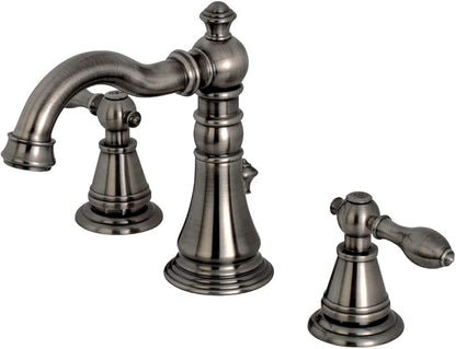 Fauceture FSC1974AL English Classic Widespread Bathroom Faucet with Brass Pop-Up, Black Stainless