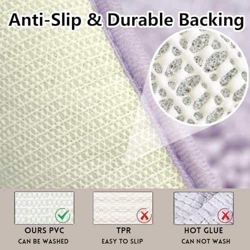 Bathroom Rugs Chenille, Extra Thick and Absorbent, Non-Slip, Machine Washable, Dry Quckily, Soft Cozy Plush, Used Under Shower Bathtub and Sink, Bath Mat Sets Lavender