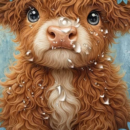 Cute Cow Shower Curtain, Farmhouse Rustic Blue Floral Daisy Highland Cow Shower Curtains for Bathroom, Calf Country Farm Animal Garden Plant Fabric Bathroom Decor with Hooks, 47x64 inch