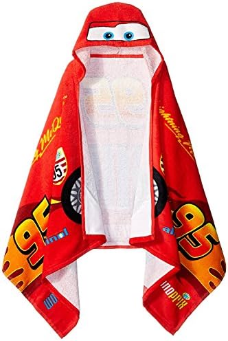 Jay Franco Kids Hooded Towel – 22" x 51" Super Soft Bath Wrap with 3D Hood, Classic Characters, Beach, Pool & Travel, Official Licensed, Red - Cars