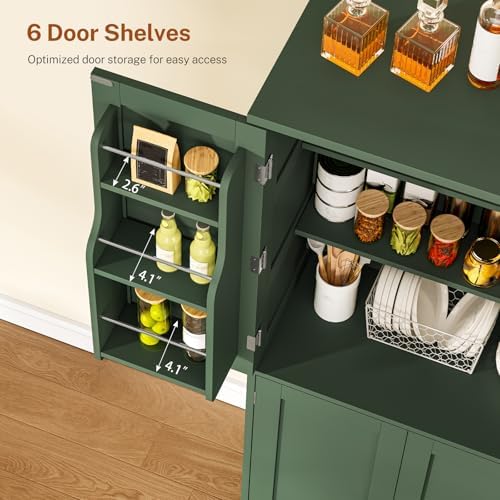 Pantry Cabinet with 4 Doors, Kitchen Storage Cabinet with Door Shelves,