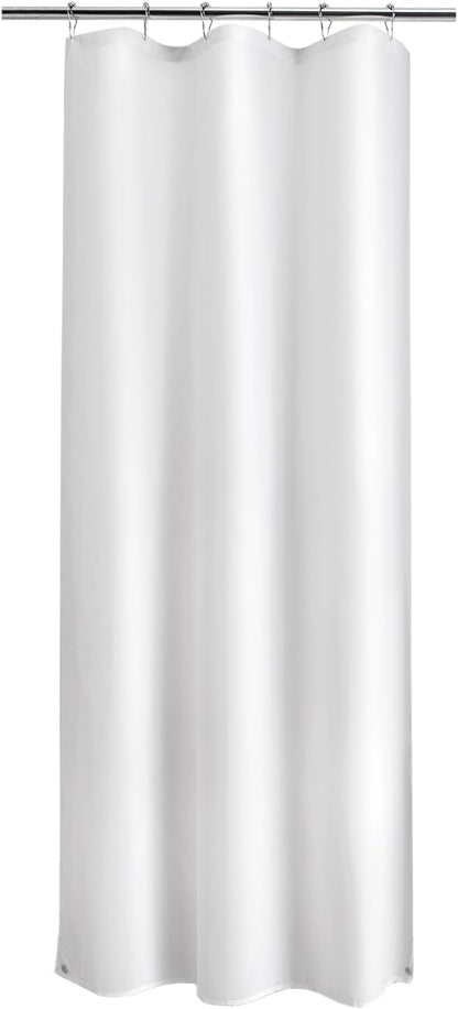 Titanker Small Stall Shower Curtain Liner Washable, 36 x 72 Inches, White Fabric Stall Shower Liner with 2 Magnets, Waterproof RV Shower Liner Soft Lightweight Polyester, White