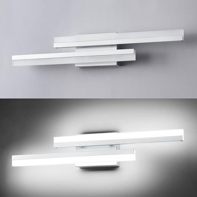 PRESDE 24" Inch LED Vanity Light Silver Bathroom Light Fixtures Over Mirror Modern Bath Wall Lighting Bar Dimmable