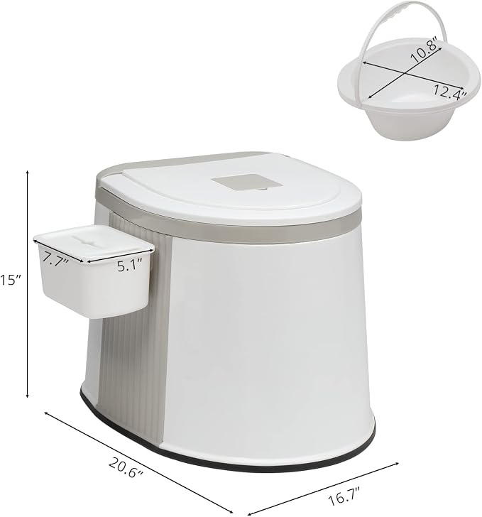 VINGLI Portable Toilet, Commode with 5 Gallon Bucket Inner, Lightweight Camping RV Toilet for Adult, Kids, Boat, Van, Travel (Classic)