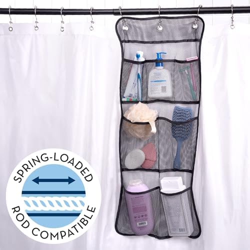S&T INC. Shower Organizer and Caddy, 2 Pack, 14" x 30", Black