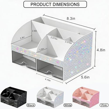 COMFYROOM Makeup Organizer, Bathroom Organizer (Bling White)