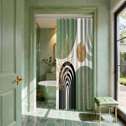 Sage Green and Gold Stall Shower Curtain, 36X72 in Narrow Small