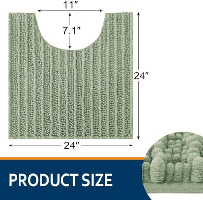 Smiry Bathroom Toilet Rugs U Shaped 24x24, Chenille Bath mats for Toilet
