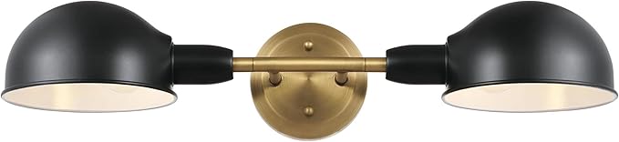 Westinghouse 6130800 Langhorne Transitional Two Light Wall Fixture, Matte Black and Brushed Brass Finish