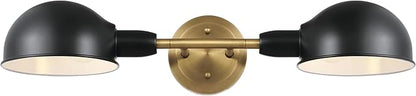 Westinghouse 6130800 Langhorne Transitional Two Light Wall Fixture, Matte Black and Brushed Brass Finish