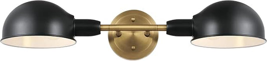 Westinghouse 6130800 Langhorne Transitional Two Light Wall Fixture, Matte Black and Brushed Brass Finish