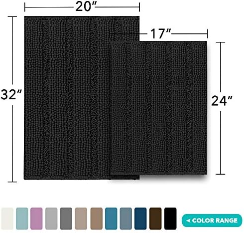 Turquoize Bathroom Rug Set, 2 Piece Soft Absorbent Chenille Bath Rug Set