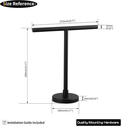 GERZWY Modern Hand Towel Holder Tree Rack Free Standing SUS 304 Stainless Steel Countertop Towel Ring, Matte Black DZY06-BK