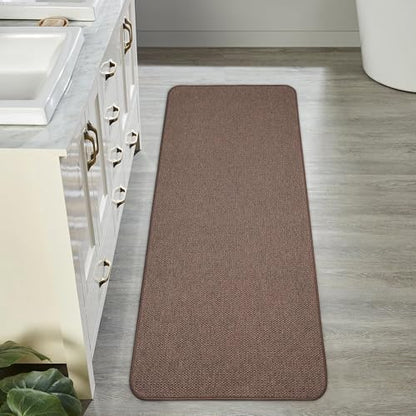 Bosap Bath Mat,Ultra Thin Bathroom Runner Rugs,Large Bath Mats for Bathroom,Quick Dry,Non-Slip,Machine Washable,Low Pile,Bath Rug,Shower Outside,Sink,Home Decor Accessories.Brown,2'x5'（24x60inch）