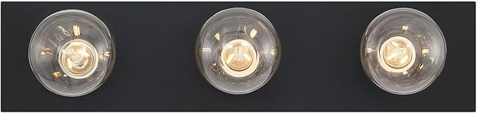 Westinghouse 6117500 Traditional Three-Light Indoor Vanity Light Fixture, Matte Black Finish, No Shades