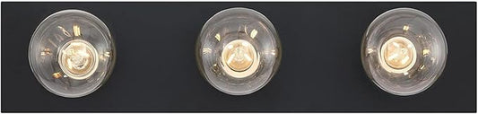 Westinghouse 6117500 Traditional Three-Light Indoor Vanity Light Fixture, Matte Black Finish, No Shades