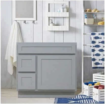 Vanity Art 36 Inch Single Bathroom Vanity Base Only Cabinet with 2 Functioning Shaker Drawers, Strudy Floor Mount Storage Cabinet Organizer for Bedroom, Living Room, Kitchen, VA4036-2LG