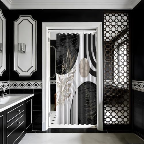 Black and White Stall Shower Curtain, 36X72 in Narrow Small, Mid Century