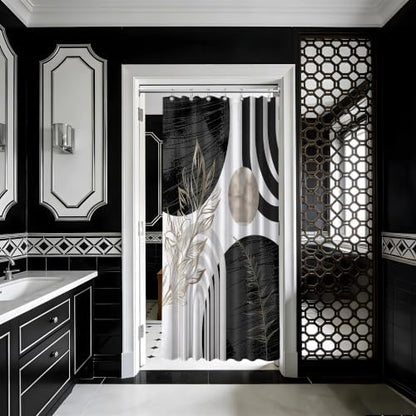 Black and White Stall Shower Curtain, 36X72 in Narrow Small, Mid Century
