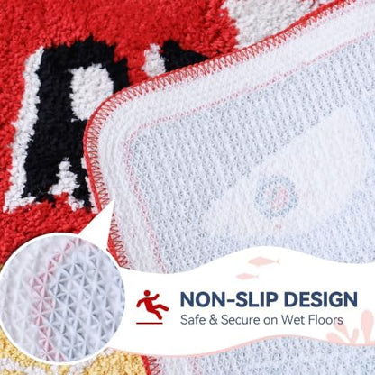TRUEDAYS Sardine Bath Mat, Cute Bath Rugs for Bathroom 20x30 Inch, Red