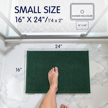 SUBRTEX Bathroom Rugs Chenille Bath Rug Soft Short Plush Bath Mat Soft Shower Mat Water Absorbent Shower Mat Quick Dry Machine Washable(Celadon,18" x 24")
