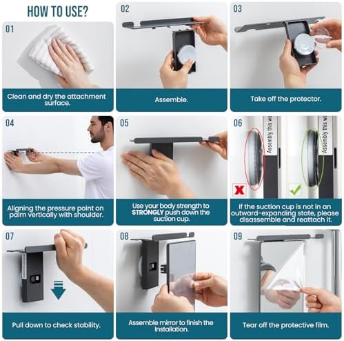 TAILI Shower Mirror Fogless for Shaving,Fogless Mirror Suction Wall Mounted