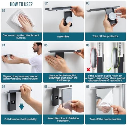 TAILI Shower Mirror Fogless for Shaving,Fogless Mirror Suction Wall Mounted