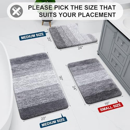 Arotive Microfiber Bathroom Rugs, Shaggy Soft Absorbent Bath Rug, 47x20