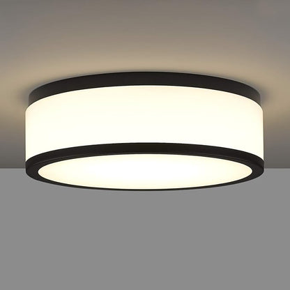 LED Flush Mount Ceiling Light, 15 inch, 24W Dimmable 3000K 4000K 5000K Matte Black Modern Round Ceiling Light Fixture for Kitchen, Hallway, Bathroom, Stairwell, LMS-054