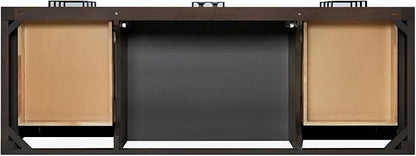 ARIEL Cambridge 60-inch Bathroom Vanity Base Cabinet,Solid Wood, 2 Soft Closing Doors, 9 Dovetail Drawers, Brown Oak