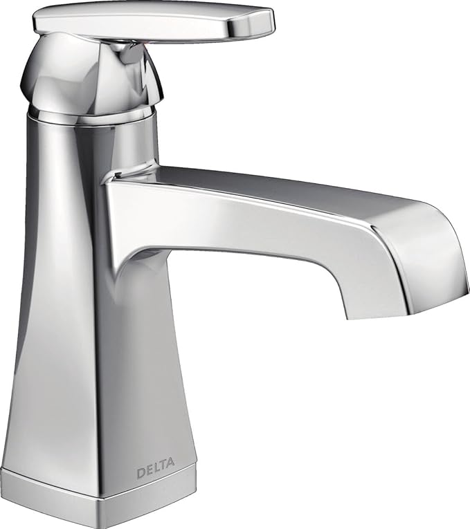 Delta Faucet Ashlyn Single Hole Bathroom Faucet, Single Handle Bathroom Faucet Chrome, Bathroom Sink Faucet, Diamond Seal Technology, Drain Assembly, Chrome 564-MPU-DST