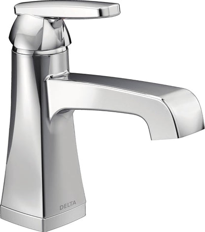 Delta Faucet Ashlyn Single Hole Bathroom Faucet, Single Handle Bathroom Faucet Chrome, Bathroom Sink Faucet, Diamond Seal Technology, Drain Assembly, Chrome 564-MPU-DST