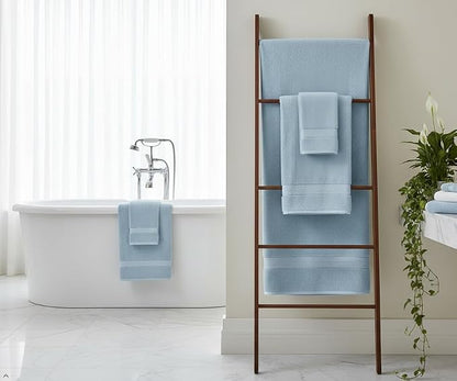 CRAFTBERRY-6 Piece Cotton Bath Towel Set-2 Bath - 2 Hand - 2 Face, Sky Blue | 100% Cotton • Thick & Plush • Hotel Quality • Ultra Soft • Highly Absorbent • Quick Dry • Low Lint • Machine Washable