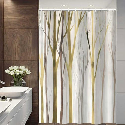 Birch Forest Abstract Shower Curtain Farmhouse Bathroom Decor 72X72 Inch