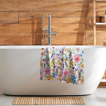 Spring Hand Towels Set of 2, Wildflowers Floral Butterfly Decorative Bathroom Towel 28x14 Inch, Soft Absorbent Microfiber Wash Cloth for Kitchen Gym Hotel Home Decor