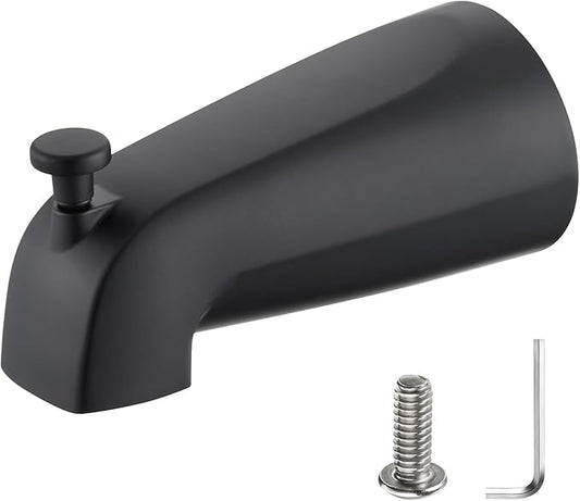 Slip-on Tub Spout with Diverter, Compatible with 1/2 Inch Copper Tube Fit, Bathroom Bathtub Spout 1-Pack (Matte Black)