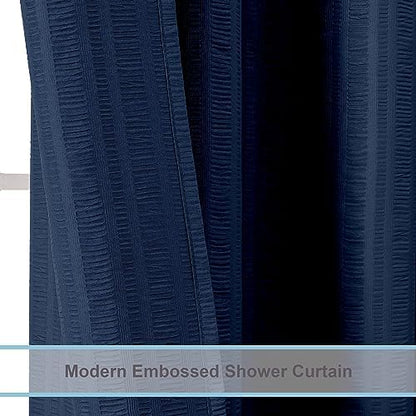 Aiyufeng Moga Navy Blue Fabric Shower Curtain 78 Inch Long for Bathroom