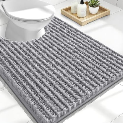 OLANLY U-Shaped Toilet Rug 24x20, Thick Soft Absorbent Chenille Contour Rug