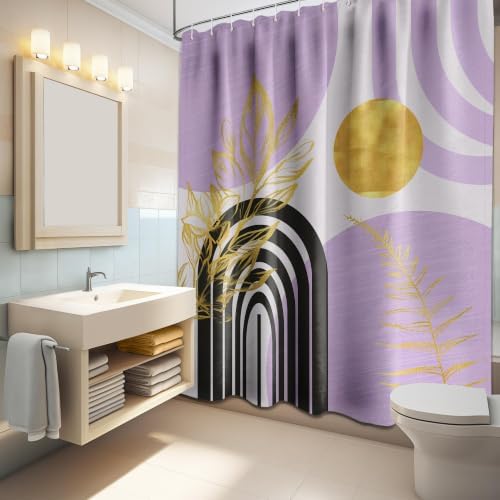 Light Purple Extra Long Shower Curtain, Tall 72X96 in, Mid Century