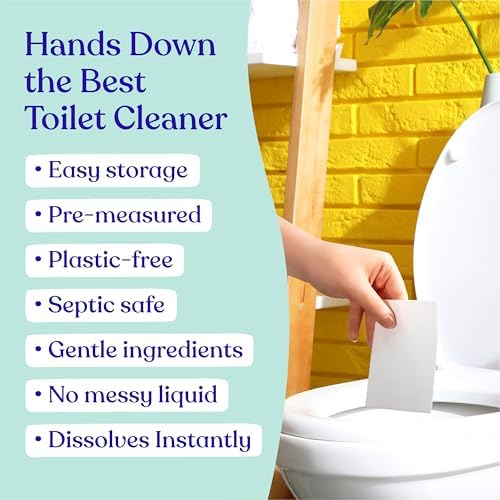 Lazy Coconuts Toilet Bowl Cleaner Strips, 60 Cleans, Plastic-Free, Lemon