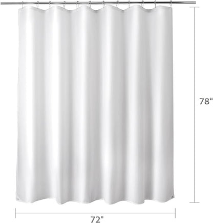 Titanker Fabric Shower Curtain Liner Washable, 72 x 78 Inches, White Shower Liner Fabric with 2 Magnets, Polyester Long Bathroom Shower Curtain Liner Waterproof Soft Lightweight, White