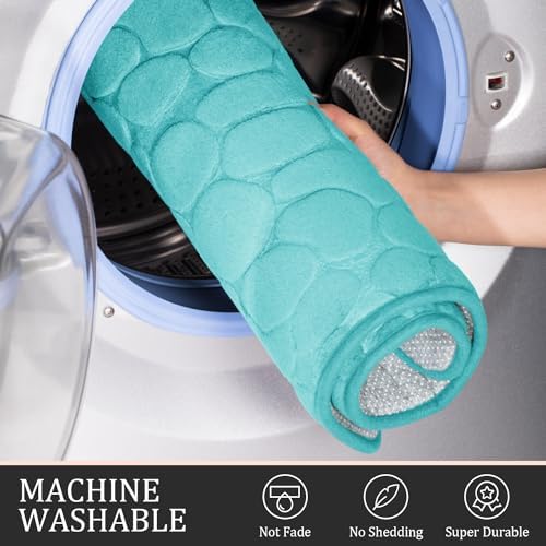YIHOUSE Bathroom Rugs Mat Set, Memory Foam Bath Mat 2 Piece Teal