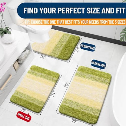 OLANLY Micorfiber Bathroom Rug Set 2 Piece, 30"x20"+24"x16"