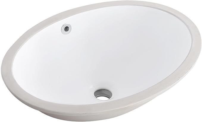 Undermount Bathroom Sink 20.5"x15.4" Oval White Ceramic with Overflow | Porcelain Ceramic Bathroom Sinks Under Counter Basin 20 Inch