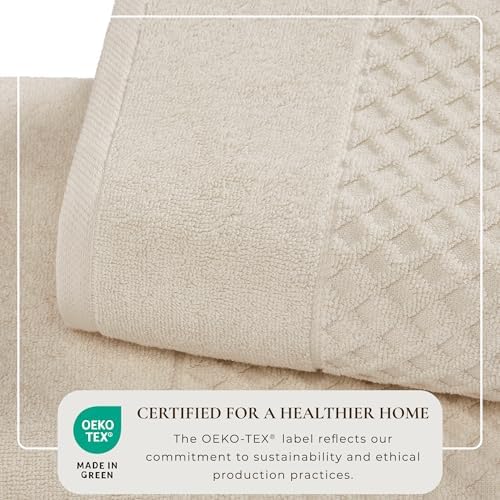 Great Bay Home Taupe Washcloths - 100% Cotton 6 Pack 13x13 Washcloth Set - Absorbent, Durable, Quick-Dry Face Towels for Bathroom (Oatmeal)