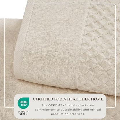 Great Bay Home Taupe Washcloths - 100% Cotton 6 Pack 13x13 Washcloth Set - Absorbent, Durable, Quick-Dry Face Towels for Bathroom (Oatmeal)