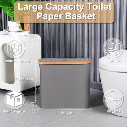 efluky Toilet Paper Basket 28L, Toilet Paper Holder with Lid for Bathroom, Free Standing Storage Organizer Holds Up to 9-12 Rolls (Grey, 1)