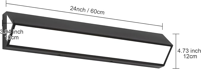 24-Inch LED Modern Bathroom Vanity Light Fixtures, Matte Black Modern Acrylic Bathroom Wall Lighting Fixtures Over Mirror (Cool White 6000K)